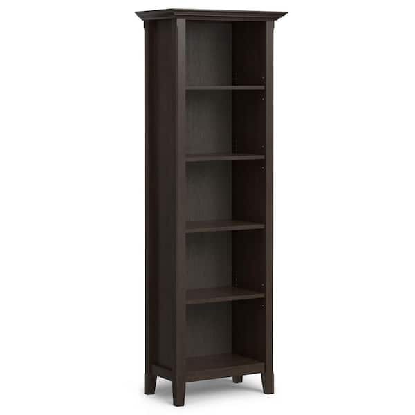 Amherst 70 in. H Hickory Brown Solid Wood 5-Shelf 24 in. 5-Shelf Bookcase