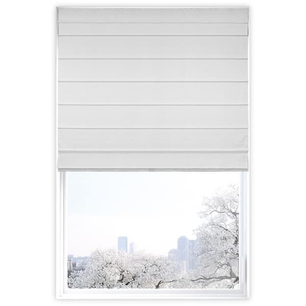Chicology White Cordless Room Darkening Privacy Cotton Roman Shade 23 in. W x 64 in. L