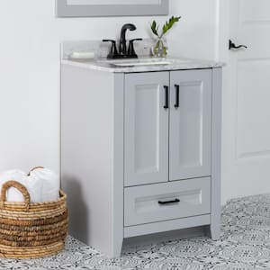 Ridge 24 in. W x 22 in. D x 34 in. H Bath Vanity Cabinet without Top in Pearl Gray