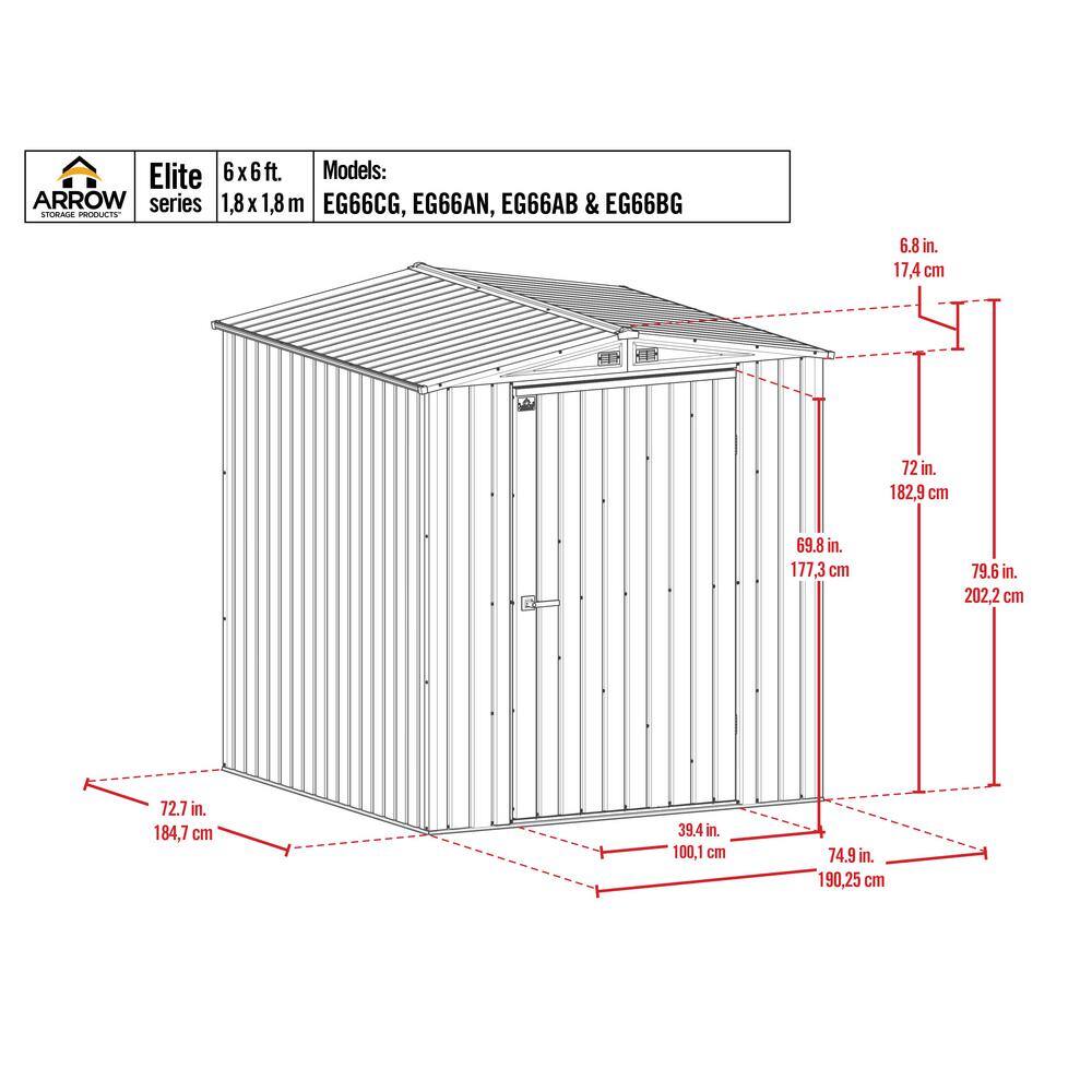 6 ft x 6 ft Silver Galvalume Steel Portable Storage Shed