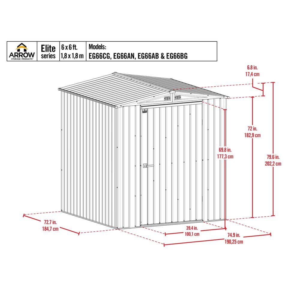 Elite 6 ft x 6 ft Blue Galvanized Steel Storage Shed