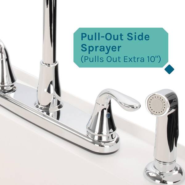 Tehila Luxe 18 Gallon White Utility Sink with High-Arc Stainless Finish Pull-Down Faucet - 9507, Silver
