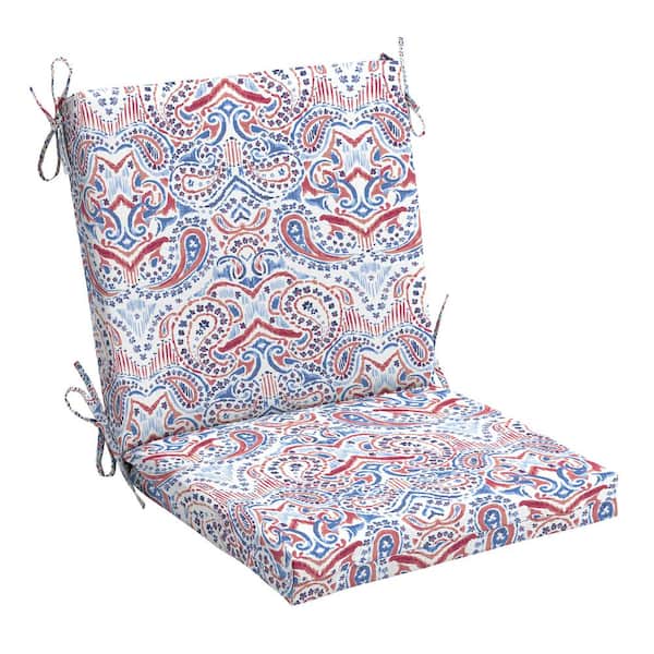 Hampton Bay 17 in. W x 20 in. D Mid Back Universal Outdoor Cushion in Isidro Damask