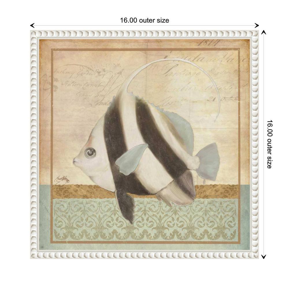 Vintage Nautical Fish Canvas Art with Beaded Frame
