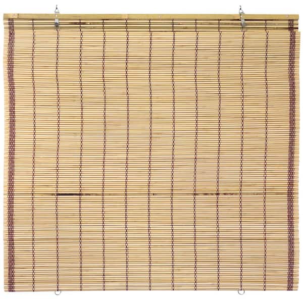 Oriental Furniture Burnt Bamboo Cordless Window Shade Tortoise 60 in. W x 72 in. L