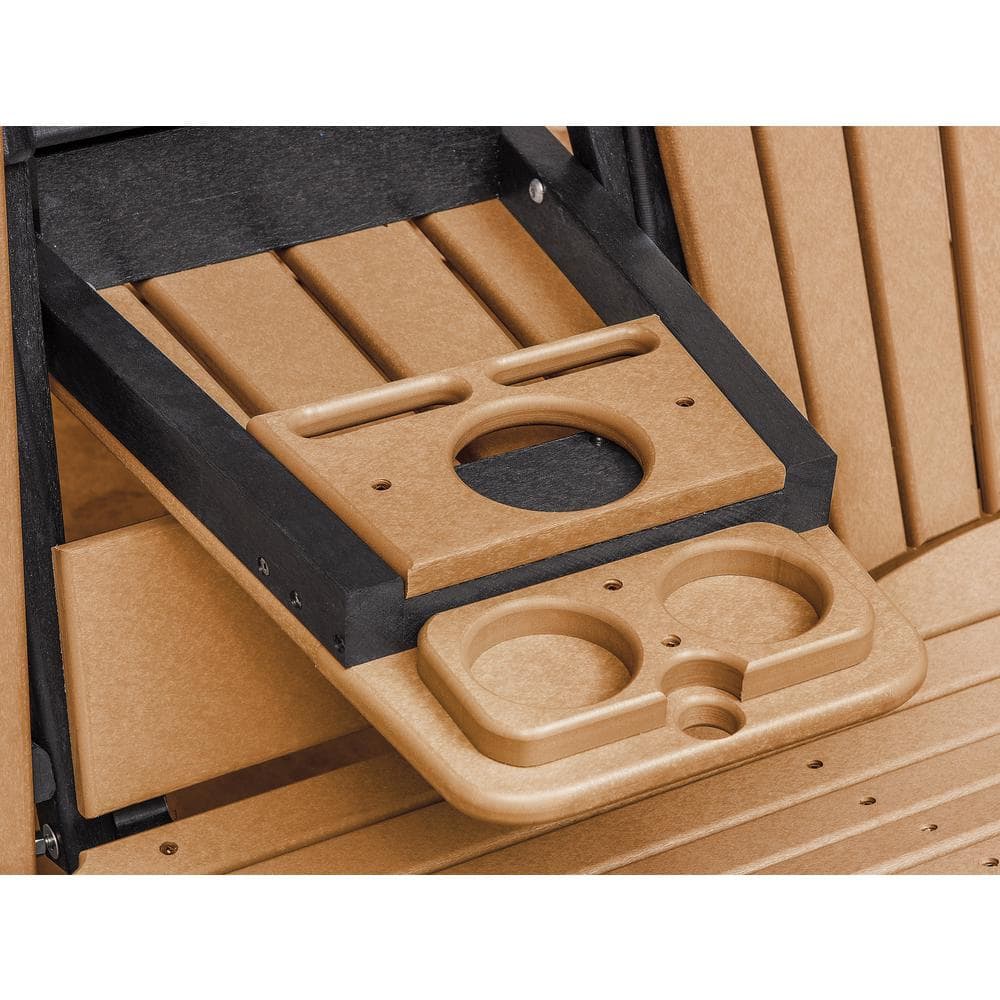 Cedar and Black Dual Seat Adirondack Glider with Drop Down Table