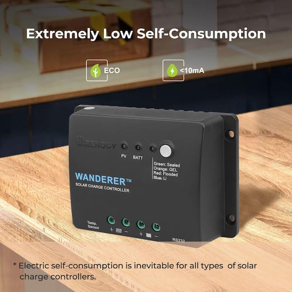 Renogy Wanderer 30 Amp 12V PWM Solar Charge Controller for AGM