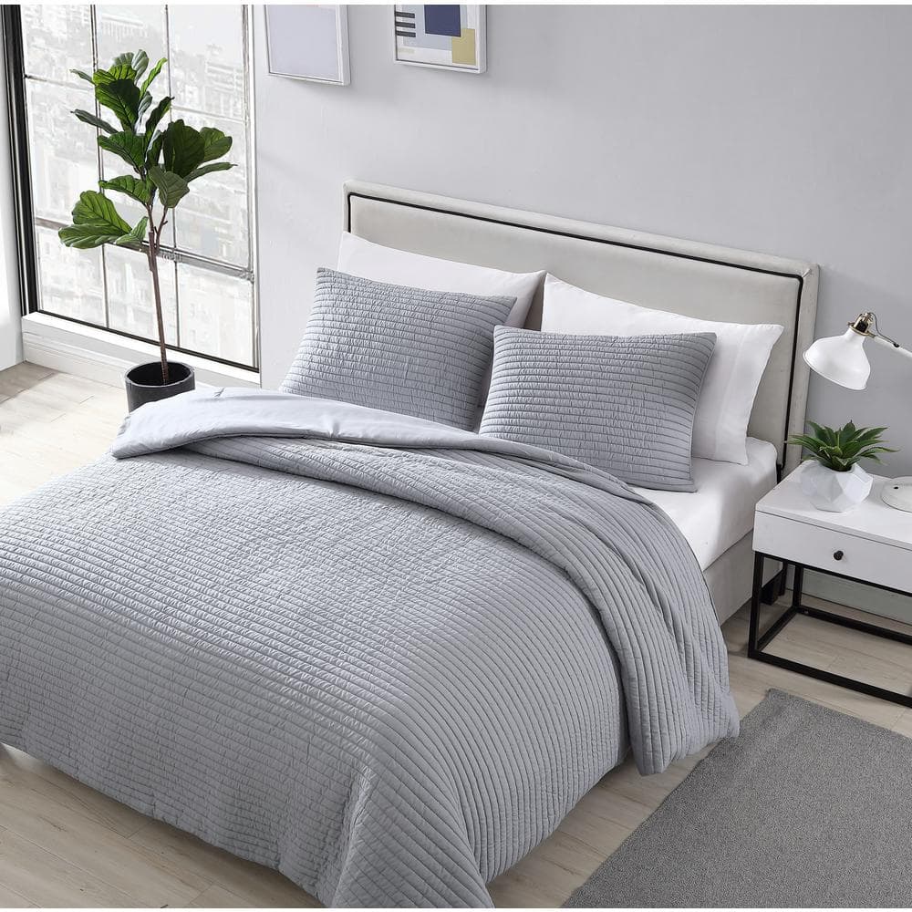 Ultra Soft Reversible Comforter Set Full/Queen Charcoal/Silver