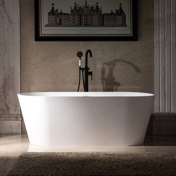 WOODBRIDGE Cenere 67 in. Stone Resin Flatbottom Freestanding Bathtub in