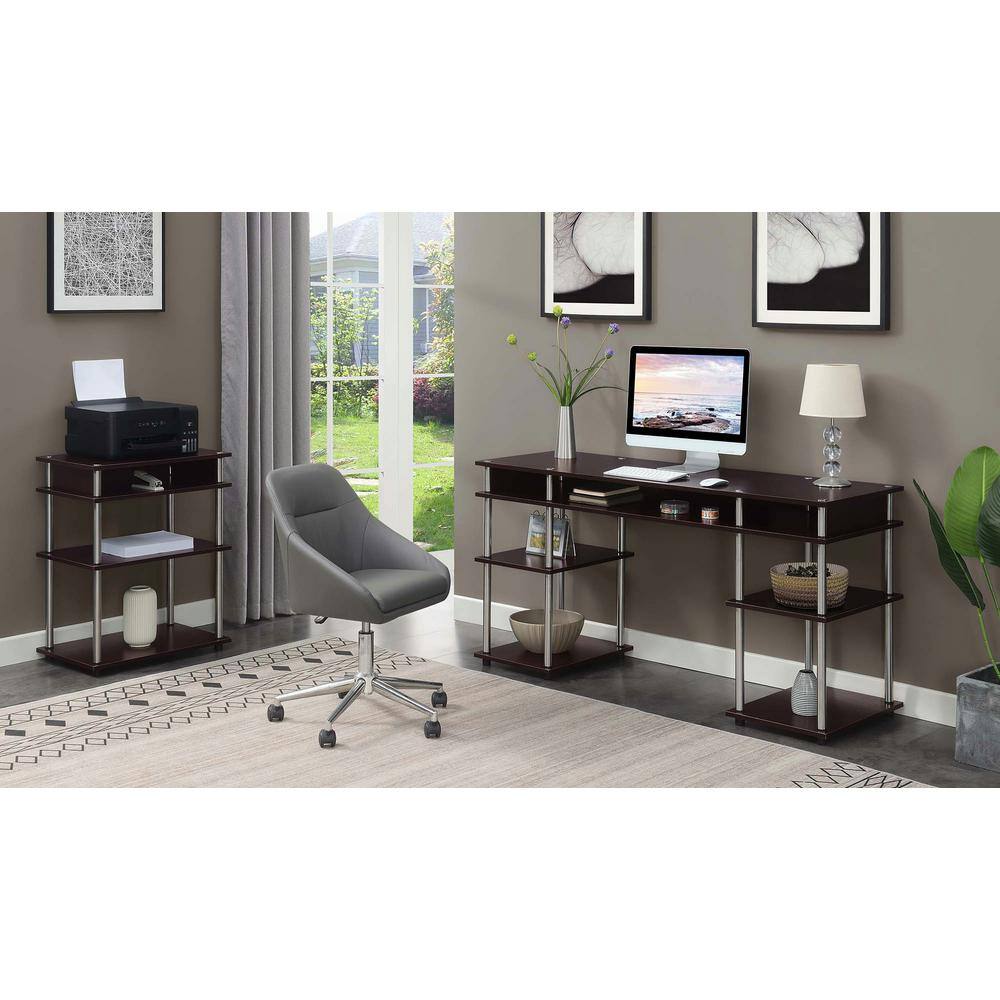 Espresso 4-Tier Printer Stand with Stainless Steel Tubes