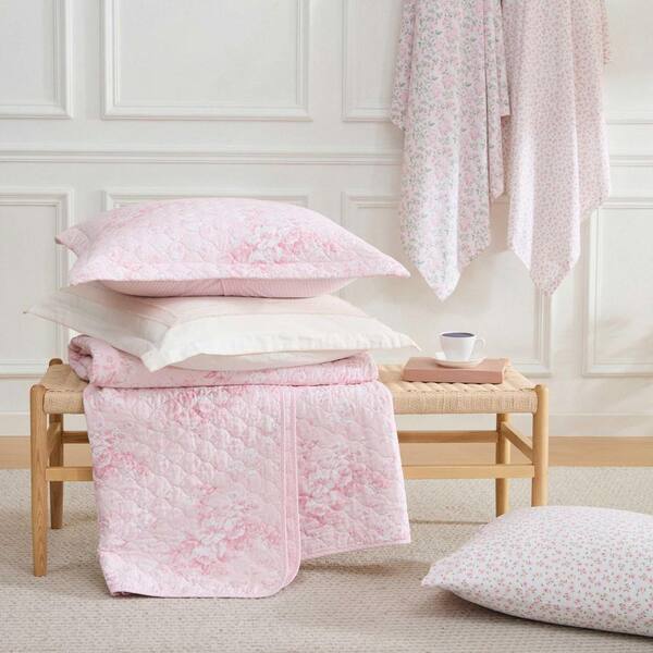 Laura Ashley Blossom Bliss 3-Piece Light Pink/Green Percale Cotton