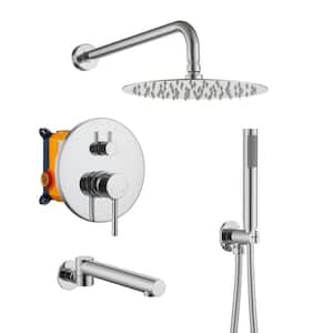 Wall Mount 10 in. Single Handle 1-Spray Tub and Shower Faucet 1.8 GPM in. Chrome S2 Pressure Balance Valve Included