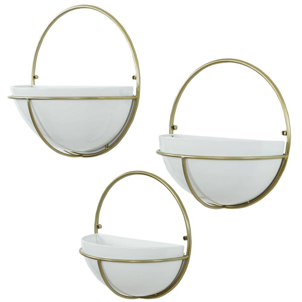 Aspire Home Accents 13 in. Dia White Ceramic Hanging Isley Modern Wall