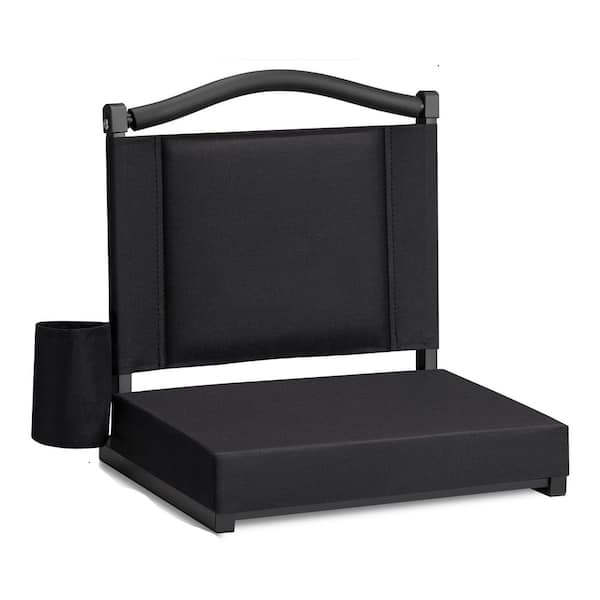 Unbranded Black Oxford High Back Bleacher Chair with Thick Cushion, Cup  Holder and Storage Pocket, Portable for Sports Events OGSA10166