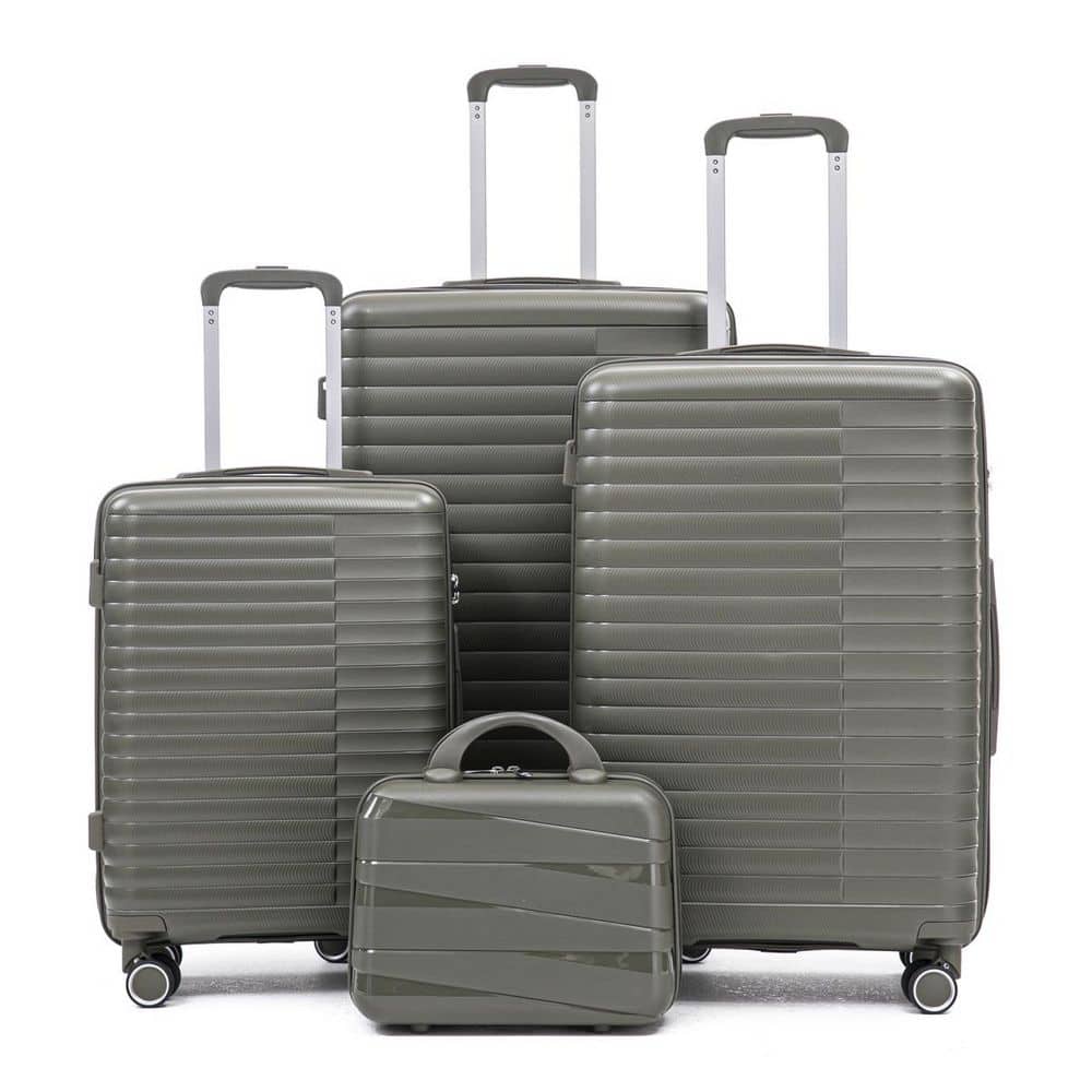 4-Piece Green Waterproof Polypropylene Hardside Spinner Luggage Set with 14 in. Cosmetic Case and Combination Lock price history on PriceWatchPro