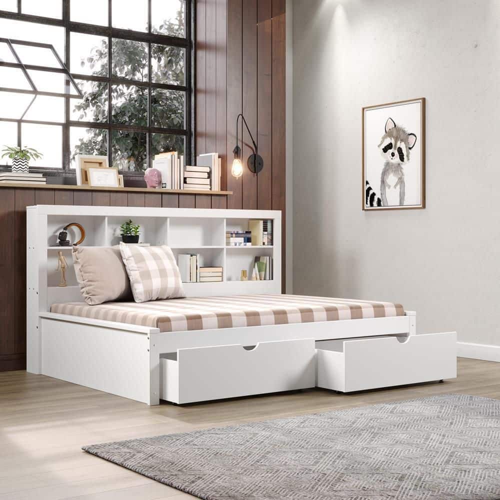 Donco Kids  White Full Daybed with Bookcase and Drawers - 2