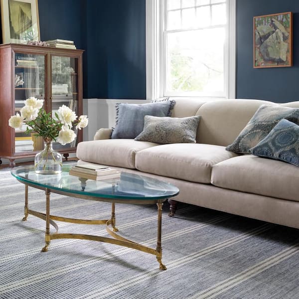 Malta Handwoven Wool Blue 5 ft. x 8 ft. Indoor Area Rug