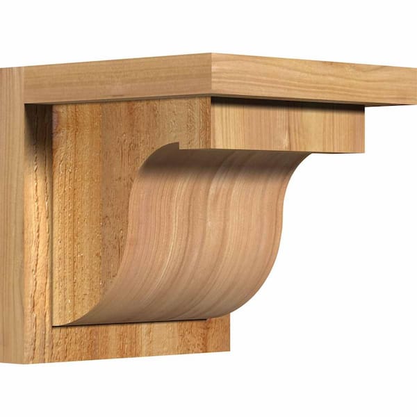 Ekena Millwork 8 in. x 8 in. x 8 in. Western Red Cedar Del Monte Rough Sawn Corbel with Backplate
