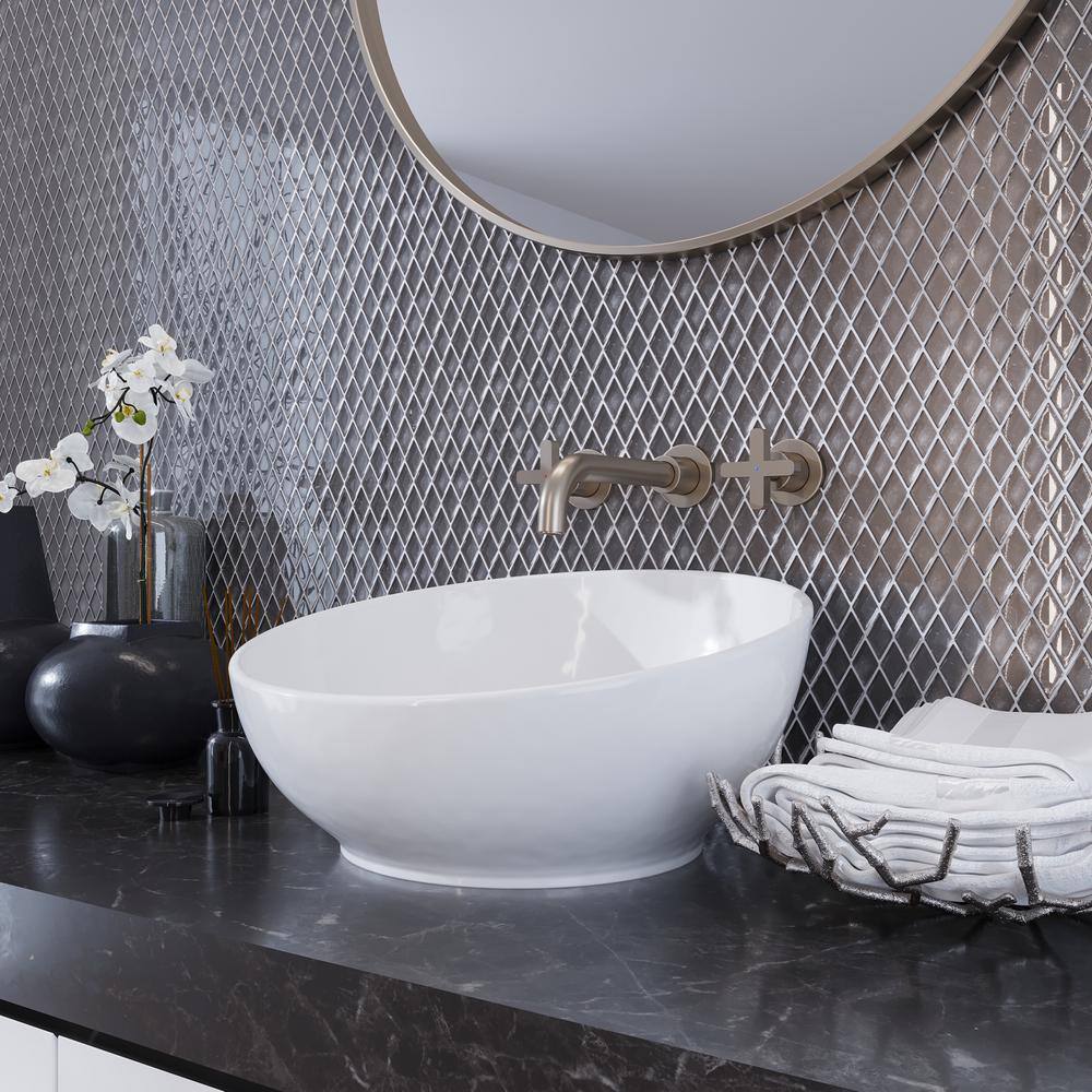 Gray Diamond Glossy Glass Mosaic Floor and Wall Tile