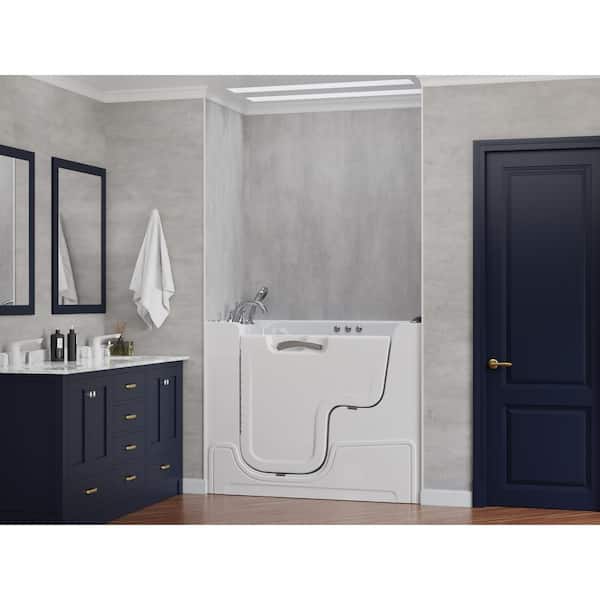 Universal Collection 29 in. L x 52 in. W Left Side Drain Combination Jetted Bathtub in White with Powered Fast Drain