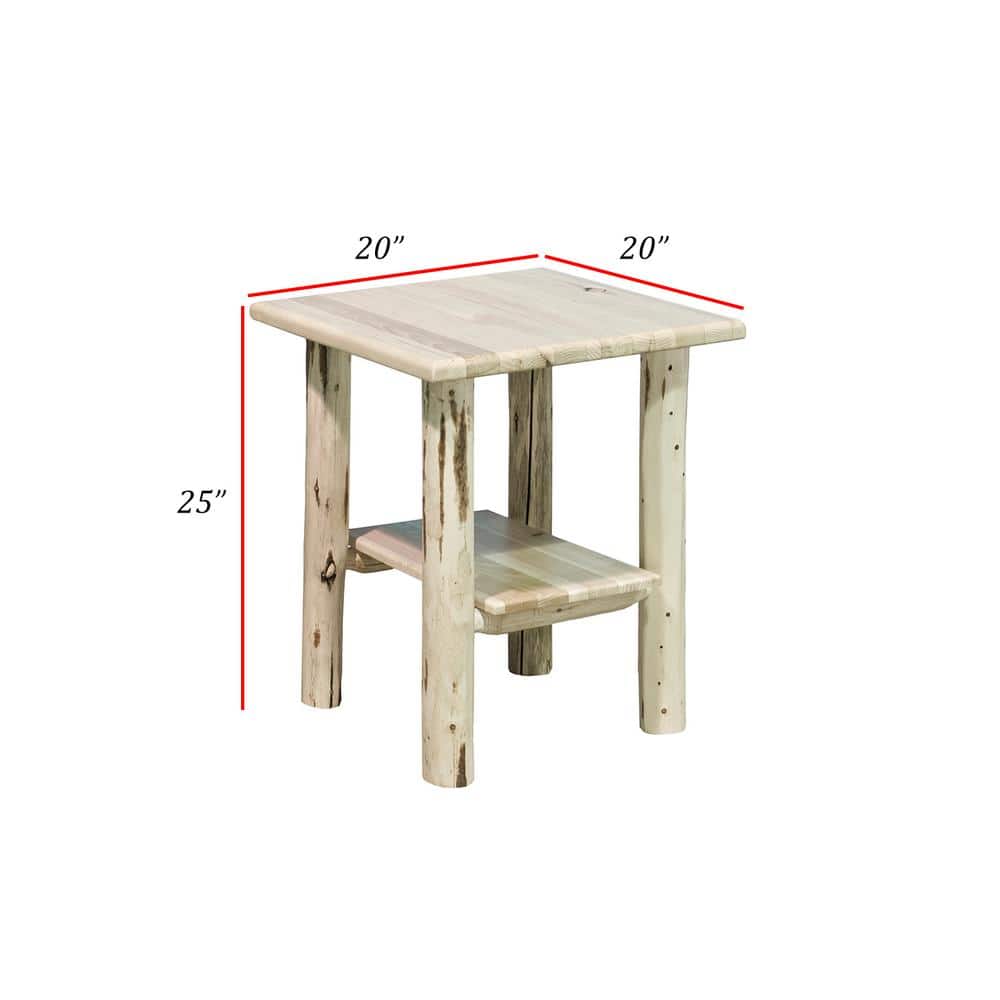 Rustic Lodgepole Pine Solid Wood Nightstand - Natural Finish