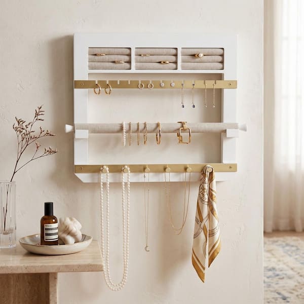 May White Jewelry Armoire10x12x1