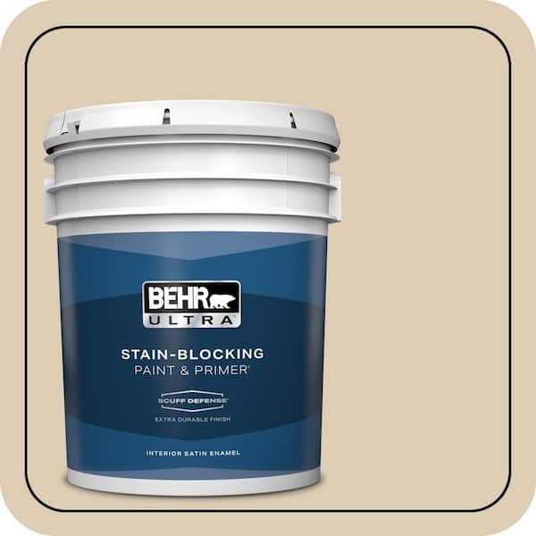 BEHR ULTRA 5 gal. #QE-27 Estate Limestone Extra Durable Satin Enamel Interior Paint & Primer