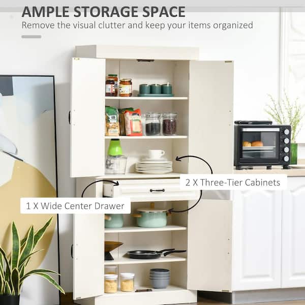 BOTLOG 71 Kitchen Pantry Cabinet, Tall Pantry Cabinet with Glass Doors and  Shelves, Kitchen Storage Cabinet Cupboard with Large Drawer for Kitchen,  Bathroom, Dining Room, White - Yahoo Shopping