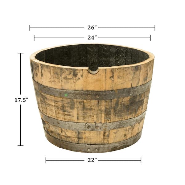 25 in. Dia x 16 in. H Burnt Acacia Wood Whiskey Barrel G3056 - The Home  Depot
