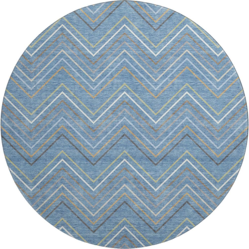 Mayfield Premium Machine Washable Abstract AMF2392 Blue 8 ft. x 8 ft. Round Rug price history on PriceWatchPro