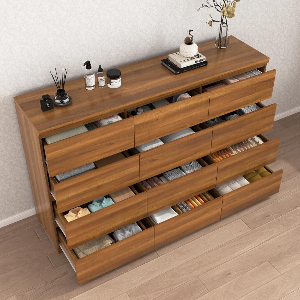 Walnut 38.58 in. H Makeup Vanity Dresser with 12 Drawers price history on PriceWatchPro