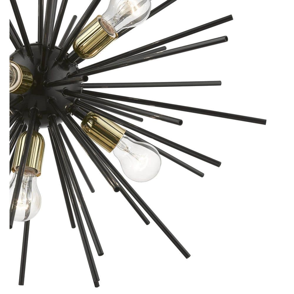 Tribeca Shiny Black and Brass 7-Light Sputnik Chandelier
