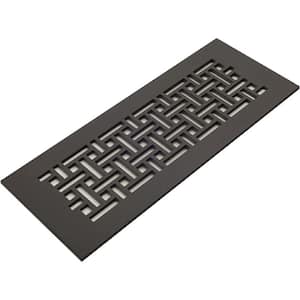 Basketweave Series 12 in. x 4 in. Oil Rubbed Bronze Steel Vent Cover Grille Without Mounting Holes