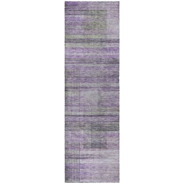 Dream Shag Premium Machine Washable Abstract ADS819 Purple 2 ft. x 7 ft. Runner Rug