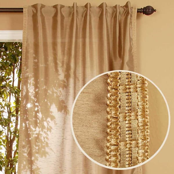 Home Decorators Collection Semi-Opaque Polysilk Beige Back Tab Curtain