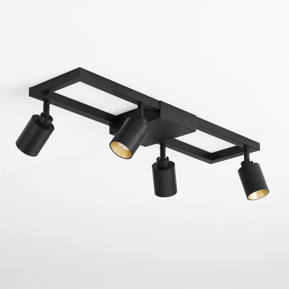 Shura Modern Black and Gold 4-Light LED Track Lighting Kit