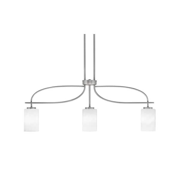 Unbranded Olympia 14 in. 3-Light Chandelier Graphite Onyx Swirl Glass Shade