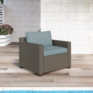 Keys Metal Outdoor Sectional with Sky Blue Cushions