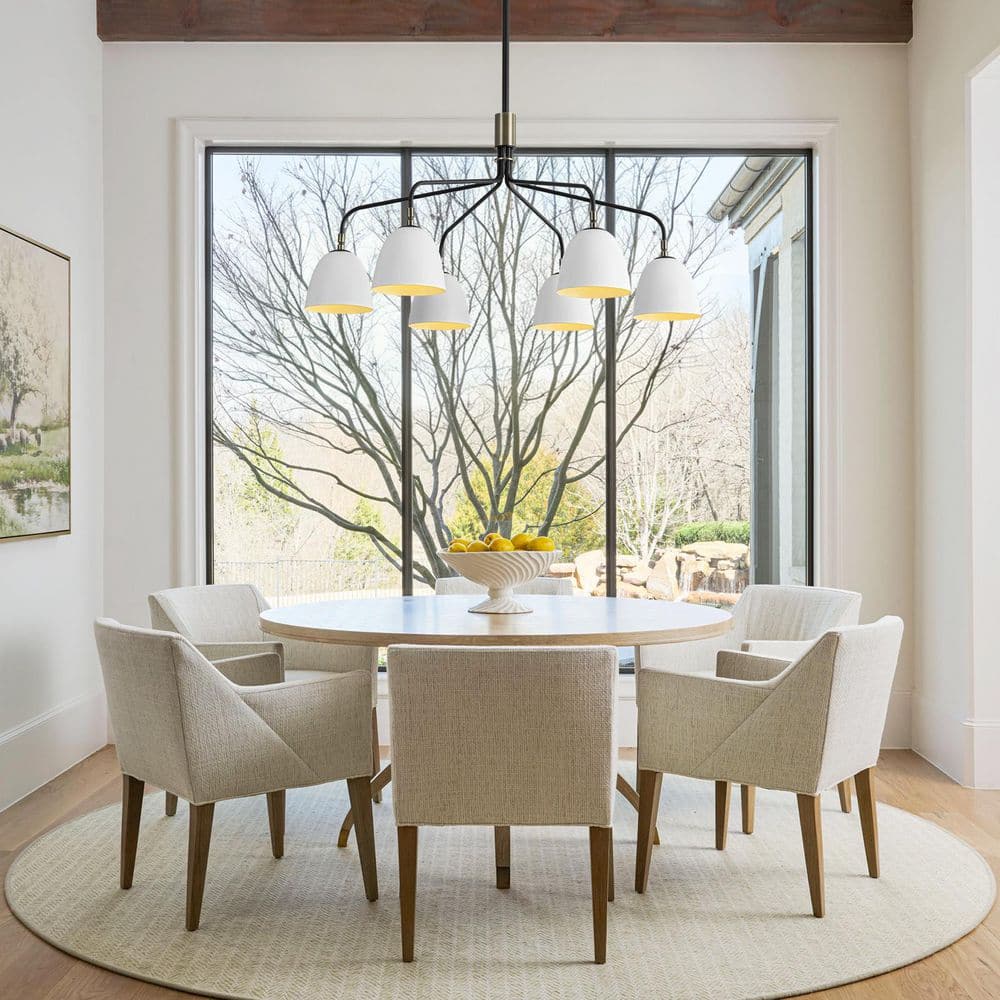 Artika Lumerium Mid-Century Chandelier – Farmhouse Black & Brushed Silver, 9-Light, Adjustable Height (Bulbs Not Included)