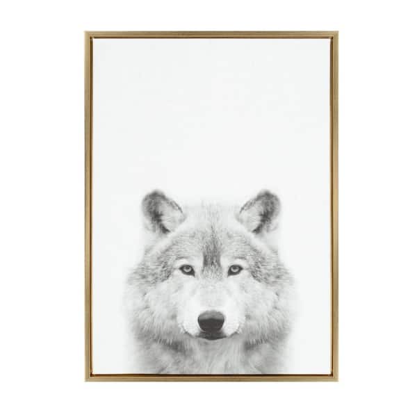 Kate and Laurel 33 in. x 23 in. "Wolf" by Tai Prints Framed Canvas Wall Art