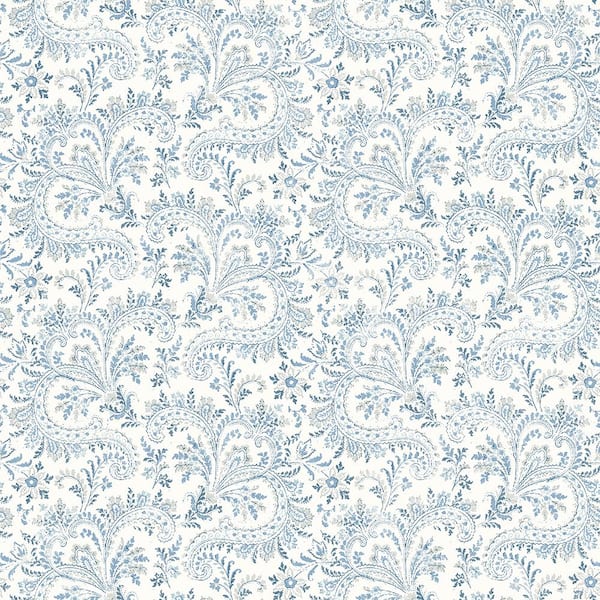Chesapeake Sycamore Blue Paisley Floral Blue Paper Strippable Roll (Covers 56.4 sq. ft.)