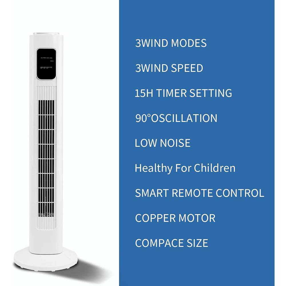 White Bladeless Remote Controlled Oscillating Floor Fan with Adjustable Height