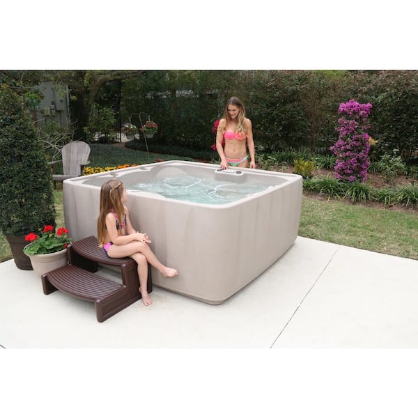 AquaRest Spas Premium 600 6-Person Plug and Play Hot Tub with 29 Stainless Jets, Heater, Ozone and LED Waterfall in Cobblestone