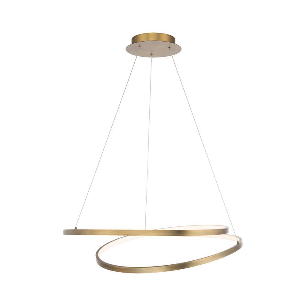 Aged Brass LED Indoor/Outdoor Pendant with White Silicone Shade