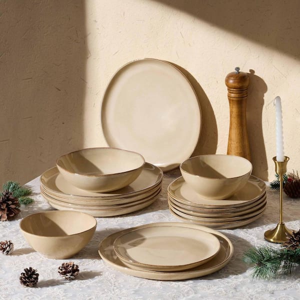 CREAM SODA & KANOTEX アンティークプレート　2点セット KHKFY 18-Piece Handmade Stoneware Dinnerware Set for 6 with