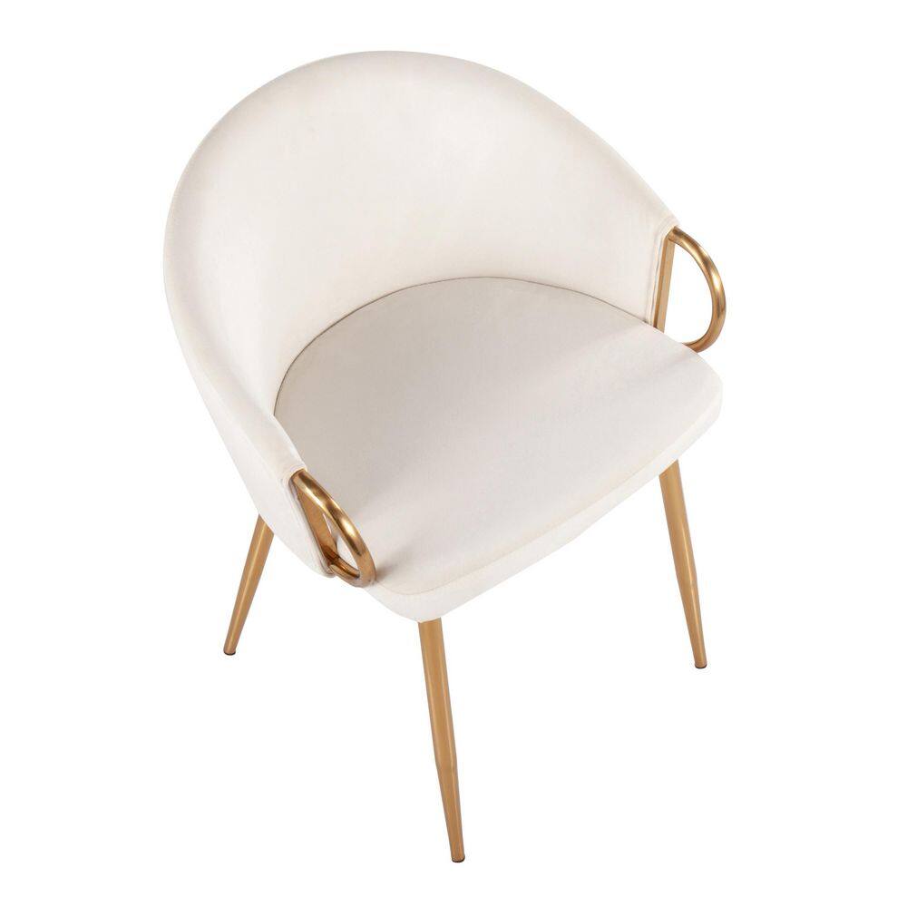 Claire Low Cream Velvet and Gold Metal Side Chair