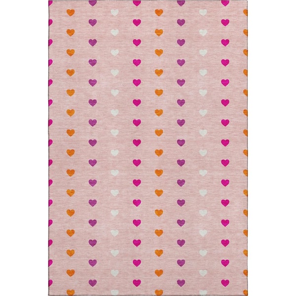Mayfield Premium Machine Washable Abstract AMF2510 Pink 9 ft. x 12 ft. Area Rug