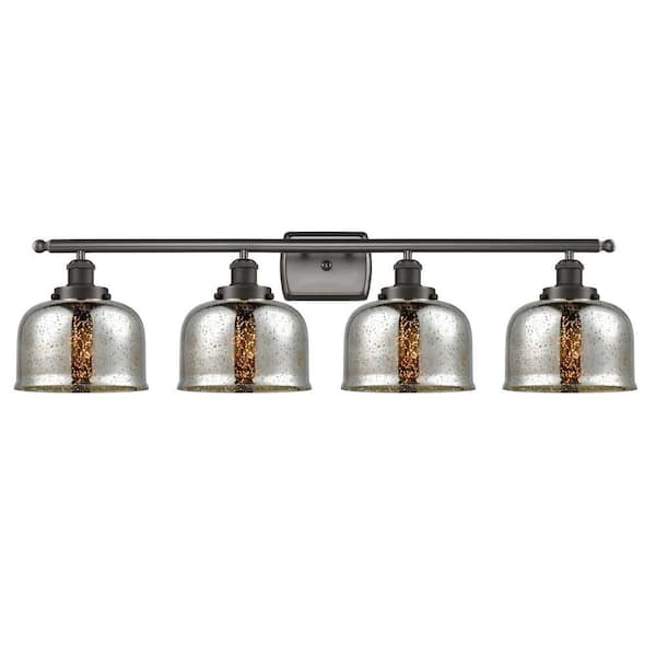 Bell 38 in. 4-Light Oil Rubbed Bronze Vanity Light with Glass Shade