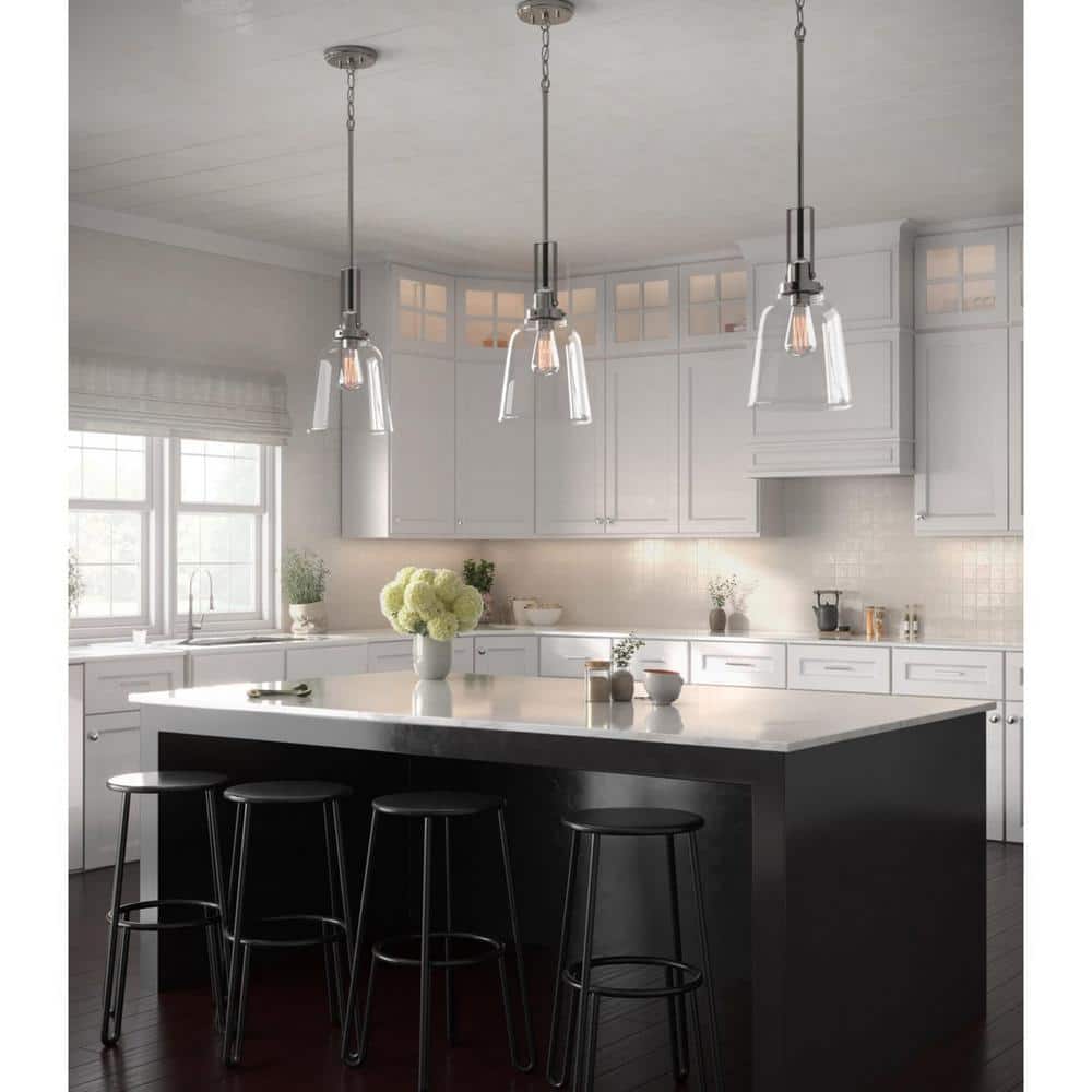 Rushton Brushed Nickel and Clear Glass Industrial Pendant Light