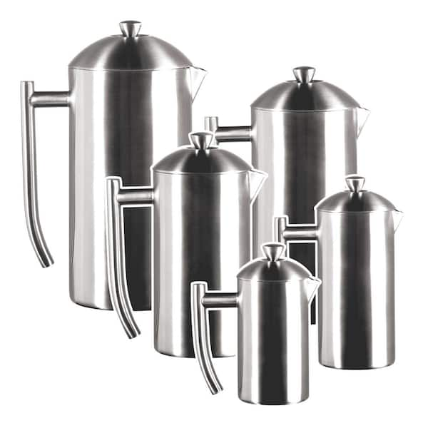 DOUBLE WALL, BRUSHED STAINLESS STEEL FRENCH PRESS - Brushed Finish